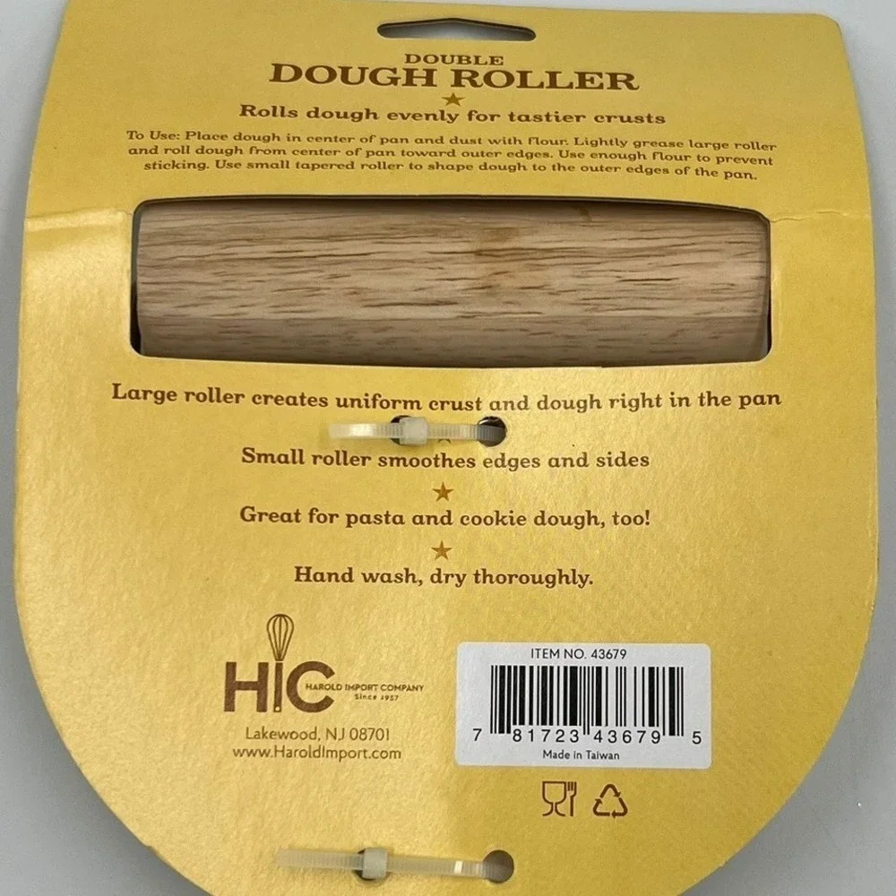 Mrs. Anderson's Baking Double Dough Roller Wood Pastry Roller 43679 New